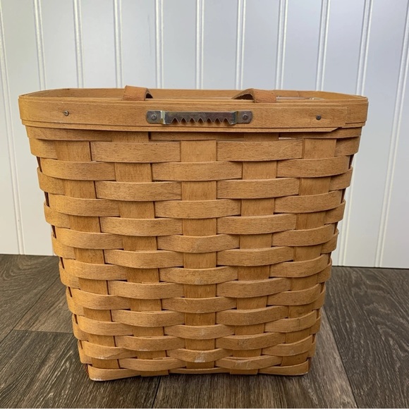 Vintage Longaberger Wall Hanging Tall Key Basket 9.5" Leather Strap & Liner - Picture 11 of 12